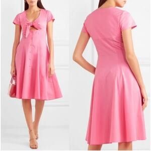 STAUD 6 Alice bubblegum pink tie front midi dress